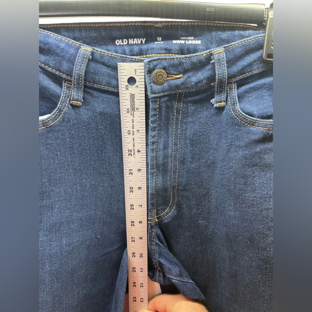 Old Navy Wow Loose Fit Jeans Womens 12 Short Blue Denim Stretch Darkwash 2519 - Picture 5 of 9